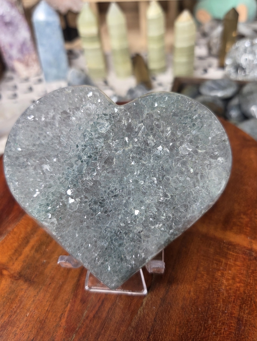 Green Moss Druzy Agate Heart